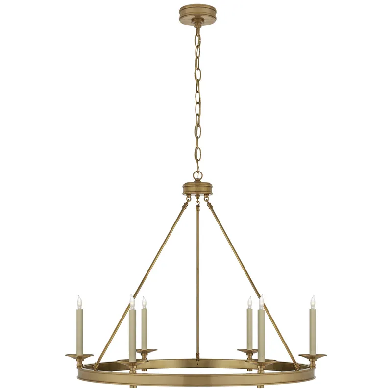 Chapman & Myers Launceton Ring Chandelier in Antique-Burnished Brass Ceiling Light W36" x H28.25"