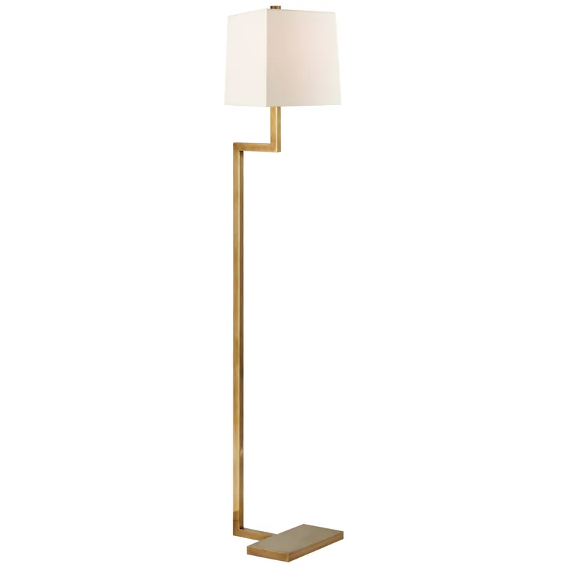 AERIN Alander Floor Lamp in Hand-Rubbed Antique Brass with Linen Shade W9" x H49"