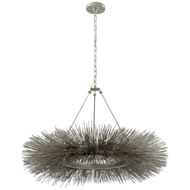 Kelly Wearstler Strada Ring Chandelier in Burnished Silver Leaf Ceiling Light W40" x H25.75"