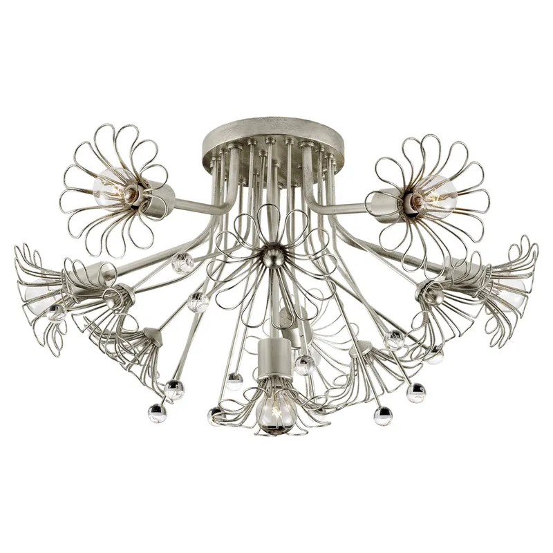 kate spade new york Keaton Bouquet Flush Mount in Burnished Silver Leaf Ceiling Light W22.75" x H11.25"