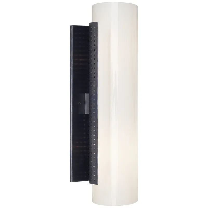 Kelly Wearstler Precision Cylinder Sconce in Bronze with White Glass Wall Light W4" x H14"