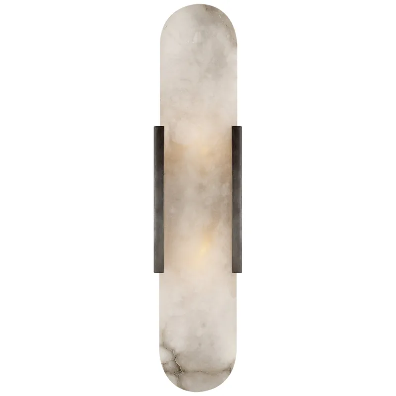Kelly Wearstler Melange Elongated Sconce in Bronze with Alabaster Wall Light W4.25" x H20"