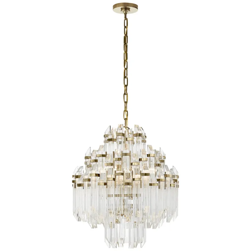 Suzanne Kasler Adele Four Tier Waterfall Chandelier in Hand-Rubbed Antique Brass with Clear Acrylic Ceiling Light W20" x H24"