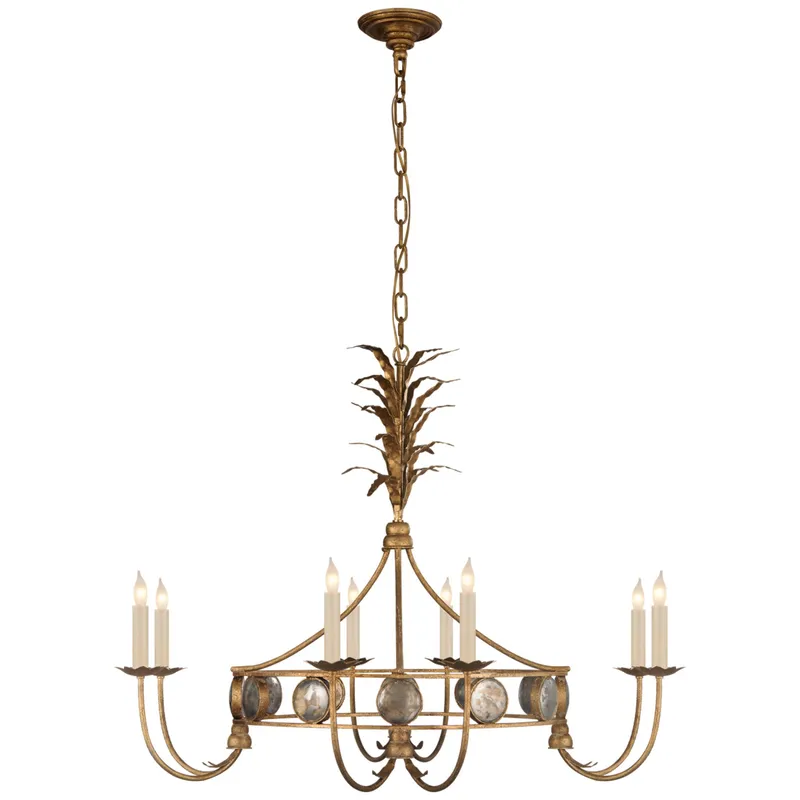 Chapman & Myers Gramercy Medium Ring Chandelier in Gilded Iron Ceiling Light W36" x H28"