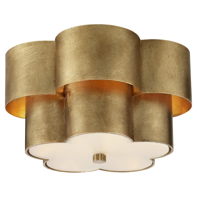 AERIN Arabelle Flush Mount in Gild with Frosted Acrylic Ceiling Light W13.5" x H7.75"