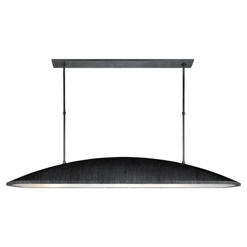 Kelly Wearstler Utopia Large Linear Pendant in Aged Iron with Frosted Acrylic Ceiling Light W60.25"
