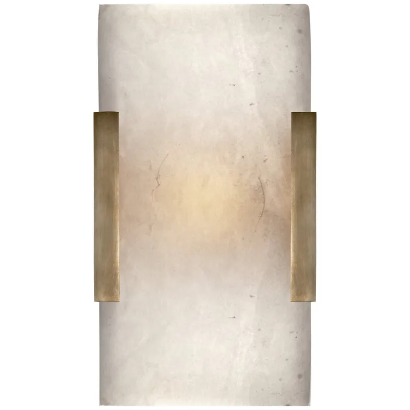 Kelly Wearstler Covet Wide Clip Bath Sconce in Antique-Burnished Brass Wall Light W5.25" x H9.5"