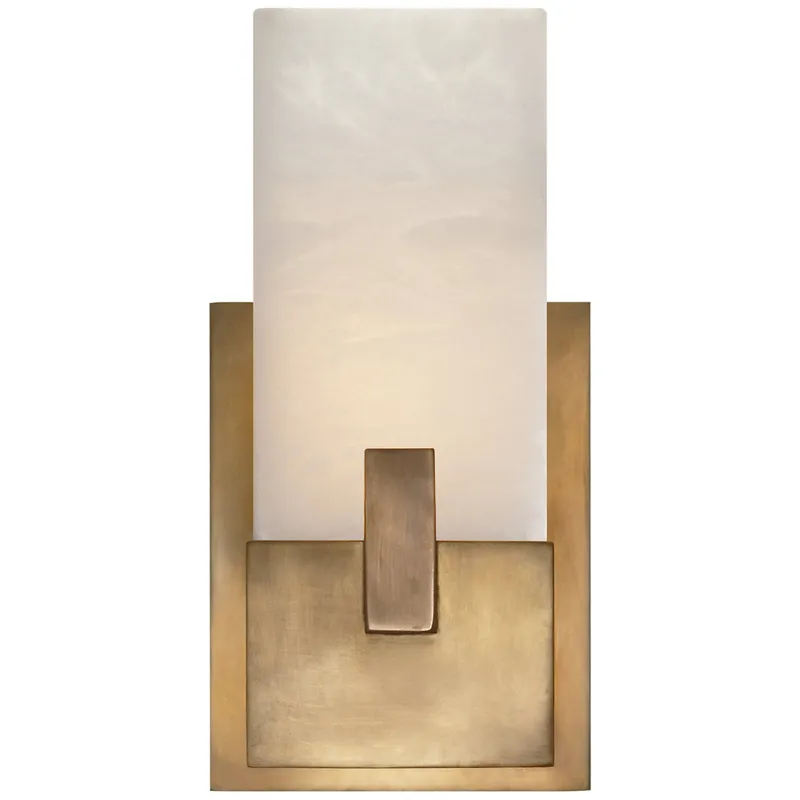 Kelly Wearstler Covet Short Clip Bath Sconce in Antique-Burnished Brass Wall Light W5.5" x H10.75"