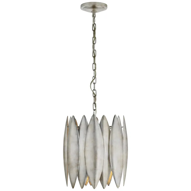 Barry Goralnick Hatton Small Chandelier in Burnished Silver Leaf Ceiling Light W14.75" x H16"