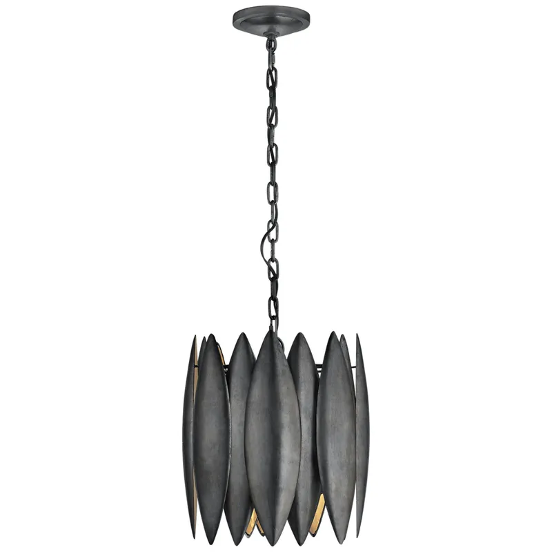Barry Goralnick Hatton Small Chandelier in Aged Iron Ceiling Light W14.75" x H16"