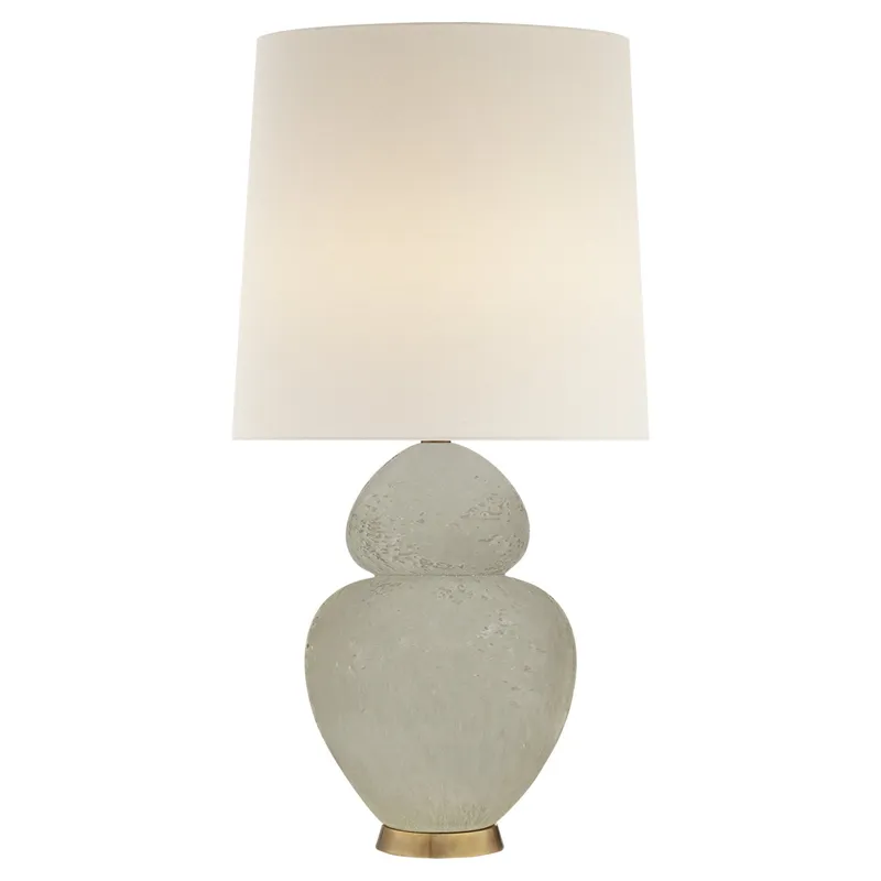 AERIN Michelena Table Lamp in Shellish Grey with Linen Shade W17" x H34"