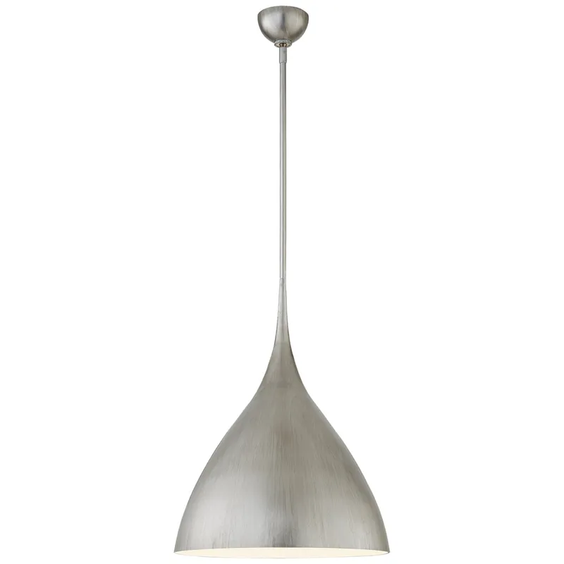 AERIN Agnes Medium Pendant in Burnished Silver Leaf with White Interior Ceiling Light W18"