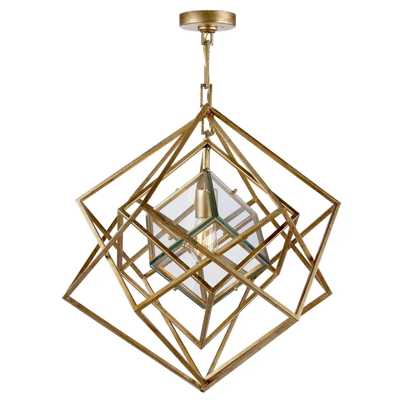 Kelly Wearstler Cubist Small Chandelier in Gild Ceiling Light W22.5" x H25.75"