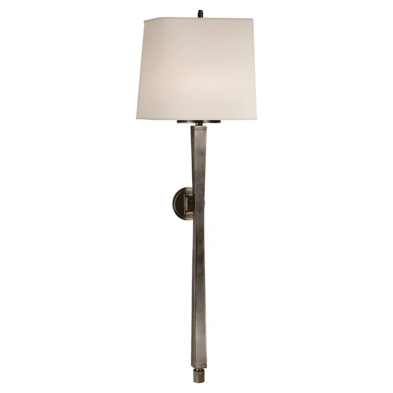 Thomas O'Brien Edie Baluster Sconce in Bronze with Natural Paper Shade Wall Light W10" x H32.75"