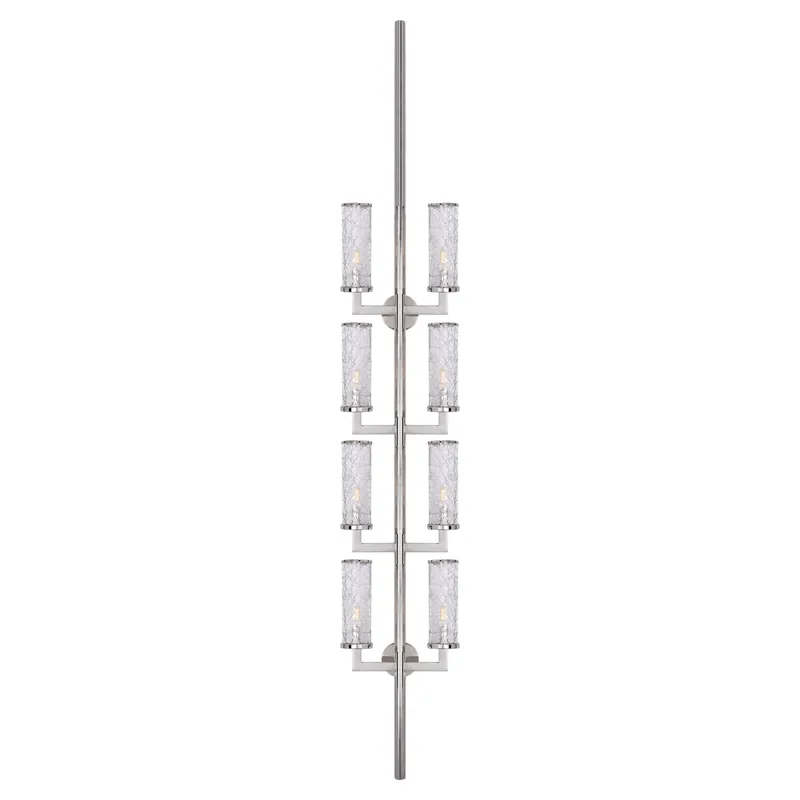 Kelly Wearstler Liaison Statement Sconce in Polished Nickel with Crackle Glass Wall Light W12.75" x H84.25"