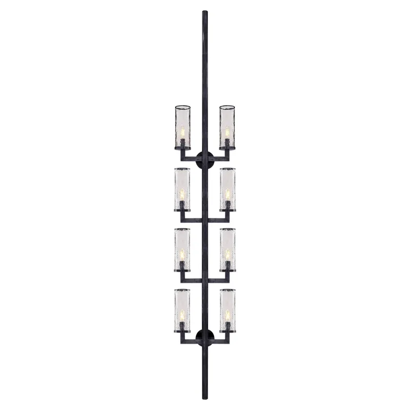 Kelly Wearstler Liaison Statement Sconce in Bronze with Crackle Glass Wall Light W12.75" x H84.25"