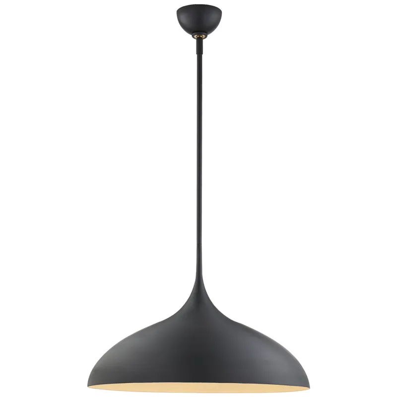 AERIN Agnes Large Pendant in Matte Black with Gild Interior Ceiling Light W21"