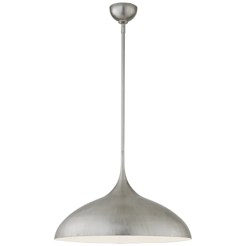 AERIN Agnes Large Pendant in Burnished Silver Leaf with White Interior Ceiling Light W21"