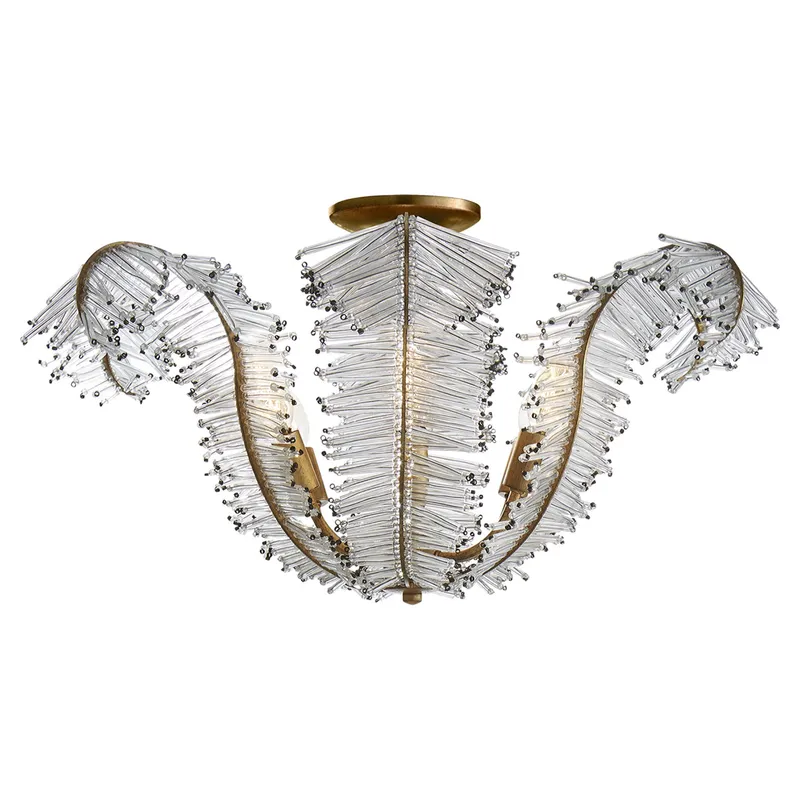 Niermann Weeks Calais Large Semi-Flush in Gilded Iron Ceiling Light W26" x H12"