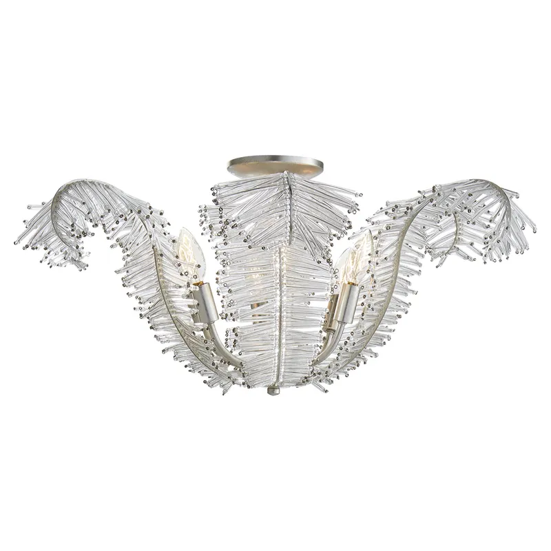 Niermann Weeks Calais Large Semi-Flush in Burnished Silver Leaf Ceiling Light W26" x H12"