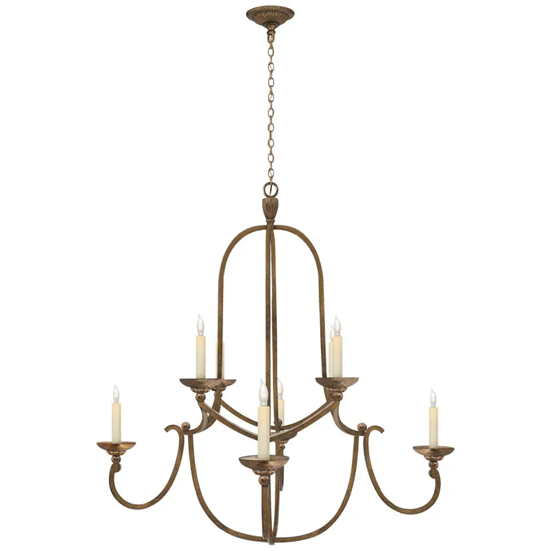 Chapman & Myers Flemish Medium Round Chandelier in Gilded Iron Ceiling Light W35.5" x H36.5"