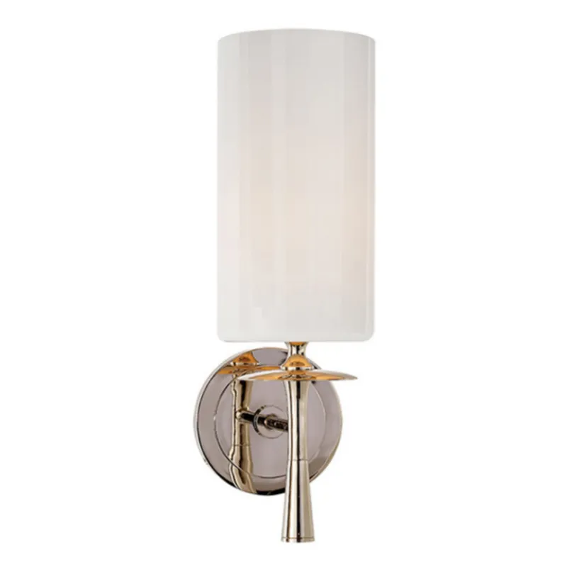 AERIN Drunmore Single Sconce in Polished Nickel with White Glass Shade Wall Light W4.5" x H14.25"