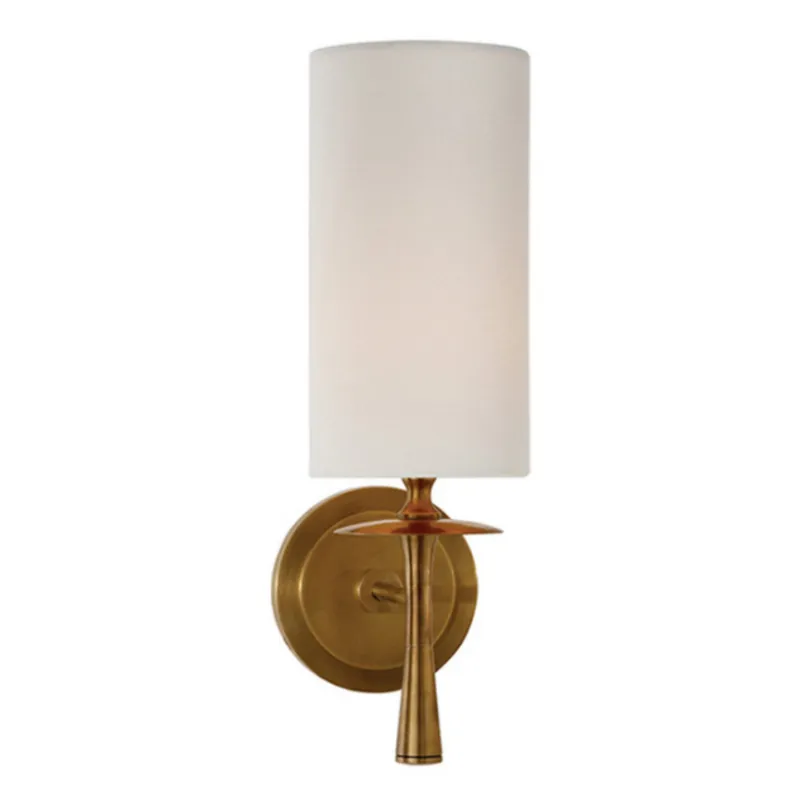 AERIN Drunmore Single Sconce in Hand-Rubbed Antique Brass with Linen Shade Wall Light W4.5" x H14.25"