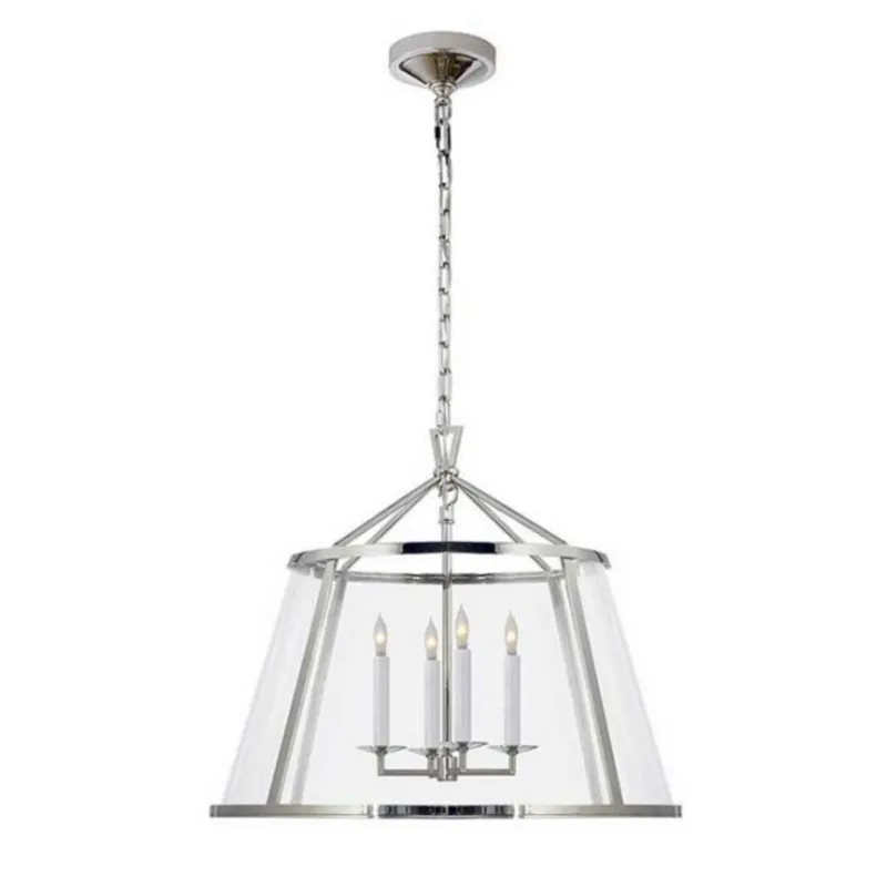 Chapman & Myers Darlana 24" Pendant in Polished Nickel with Clear Glass Ceiling Light W24.5" x H20.5"