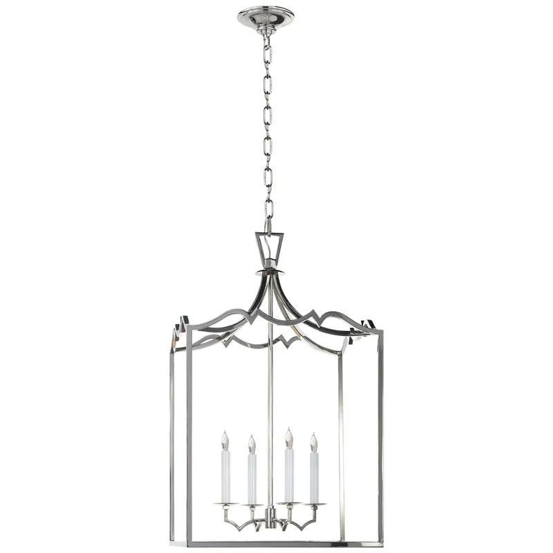 Chapman & Myers Darlana Medium Fancy Lantern in Polished Nickel Ceiling Light W17.25" x H29.25"
