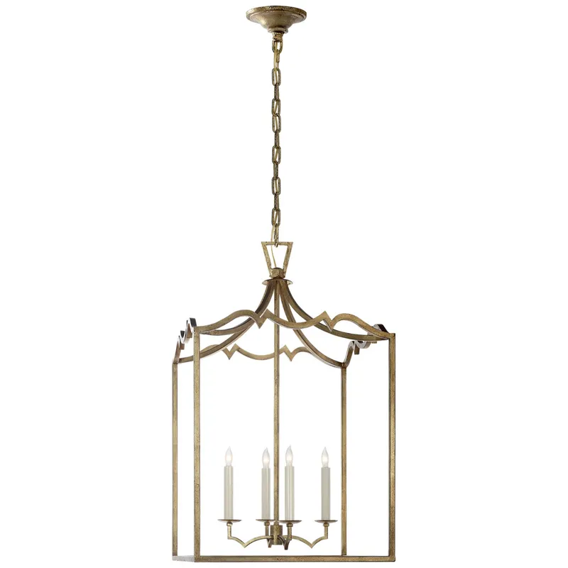 Chapman & Myers Darlana Medium Fancy Lantern in Gilded Iron Ceiling Light W17.25" x H29.25"