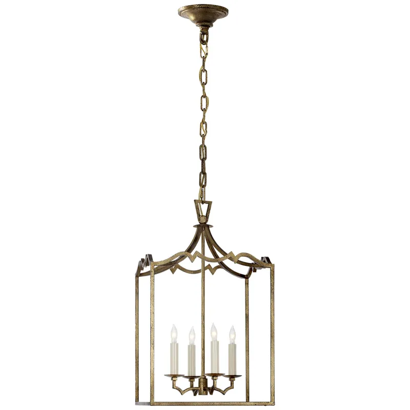Chapman & Myers Darlana Small Fancy Lantern in Gilded Iron Ceiling Light W12.75" x H22"
