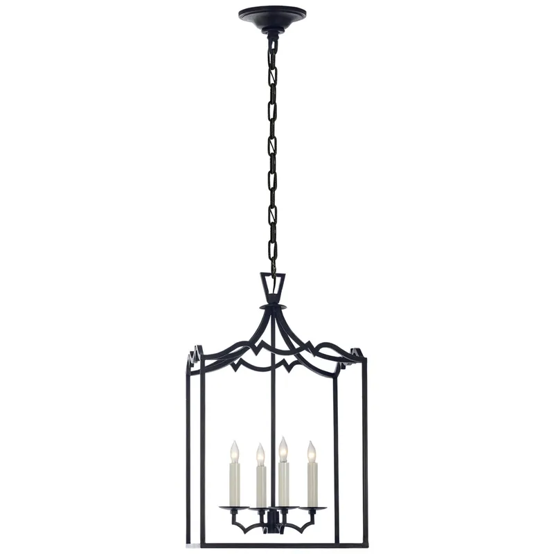 Chapman & Myers Darlana Small Fancy Lantern in Aged Iron Ceiling Light W12.75" x H22"