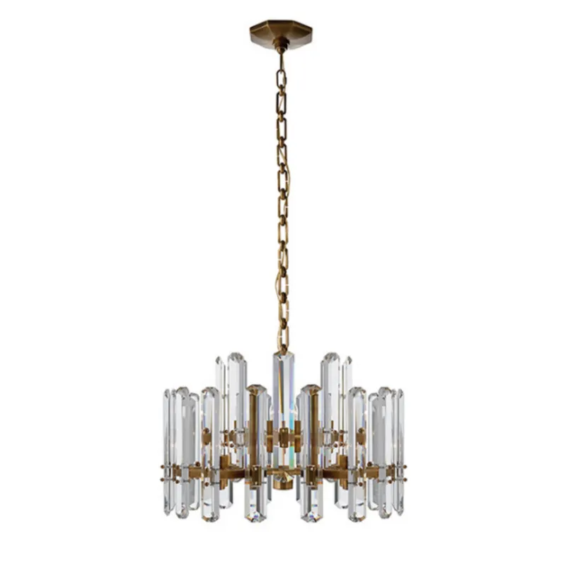 AERIN Bonnington Chandelier in Hand-Rubbed Antique Brass with Crystal Ceiling Light W24.25" x H15.25"