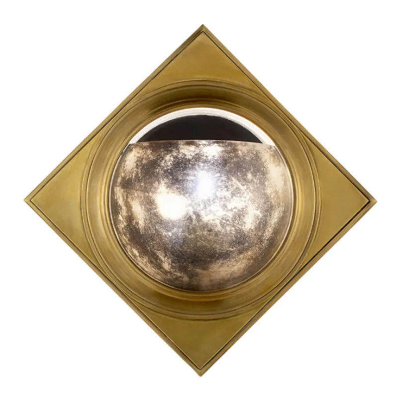 Thomas O'Brien Venice Sconce in Hand-Rubbed Antique Brass with Antique Mirror Wall Light W12.5" x H12.5"