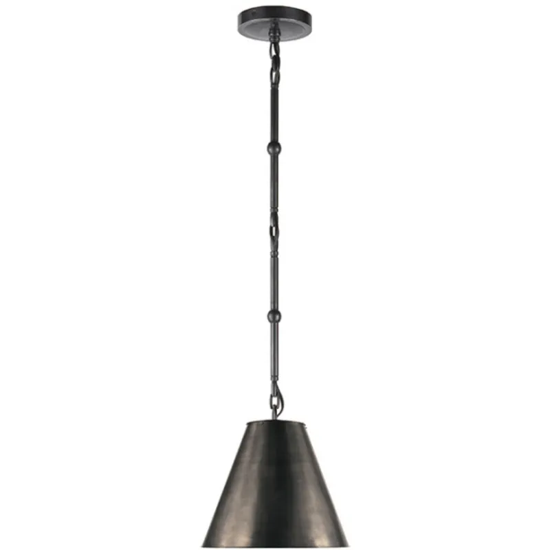 Thomas O'Brien Goodman Petite Hanging Shade in Bronze with Bronze Shade Ceiling Light W9.5"