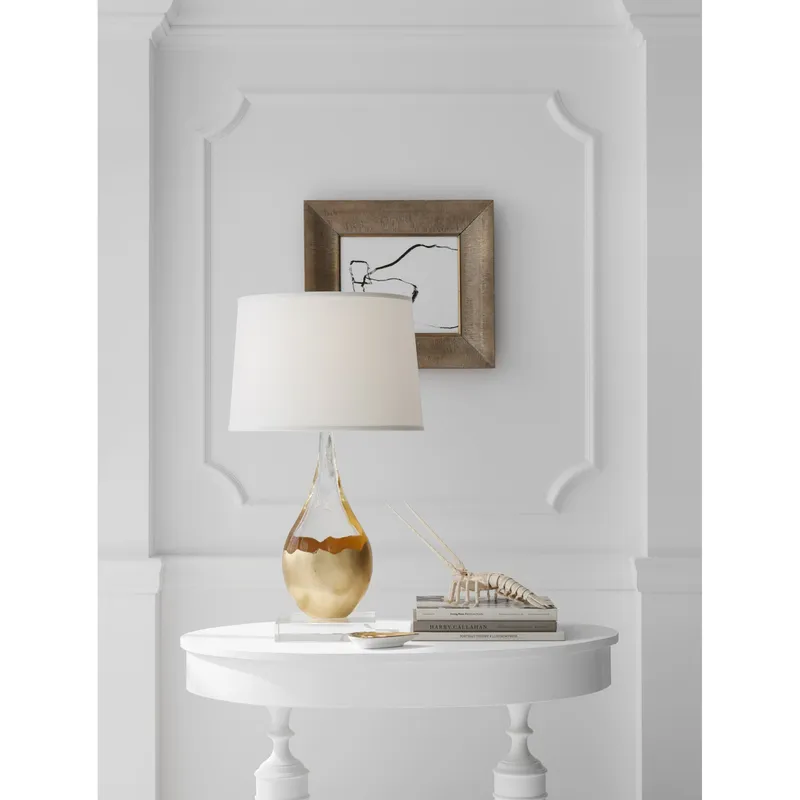 Suzanne Kasler Juliette Table Lamp in Crystal and Gild with Silk Shade W16" x H30"