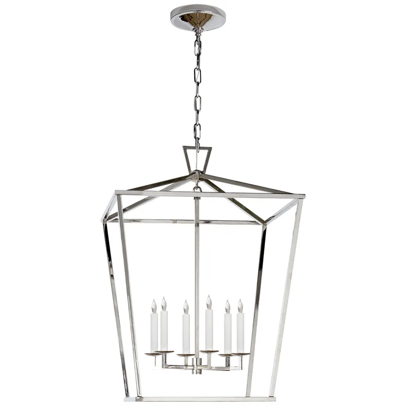 Chapman & Myers Darlana Large Lantern in Polished Nickel Ceiling Light W24" x H34"