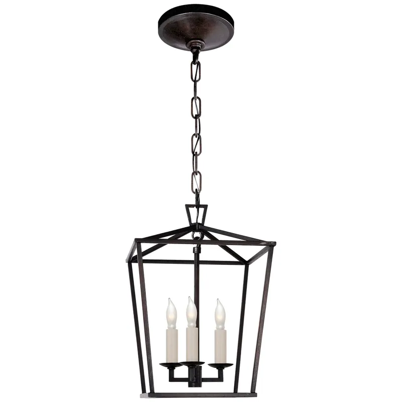 Chapman & Myers Darlana Mini Lantern in Aged Iron Ceiling Light W9.75" x H14"