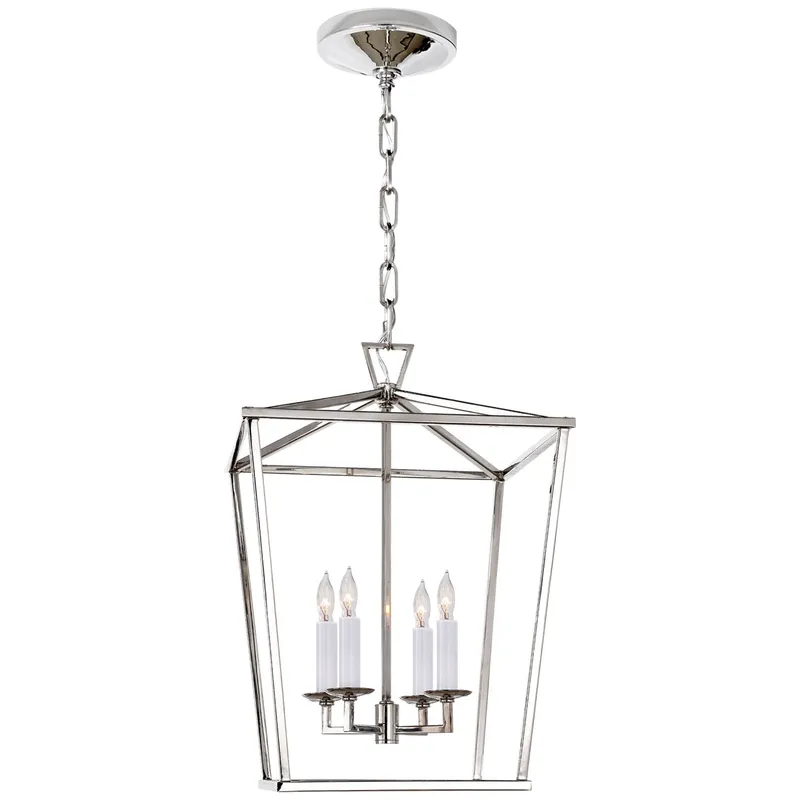 Chapman & Myers Darlana Small Lantern in Polished Nickel Ceiling Light W12.5" x H18"