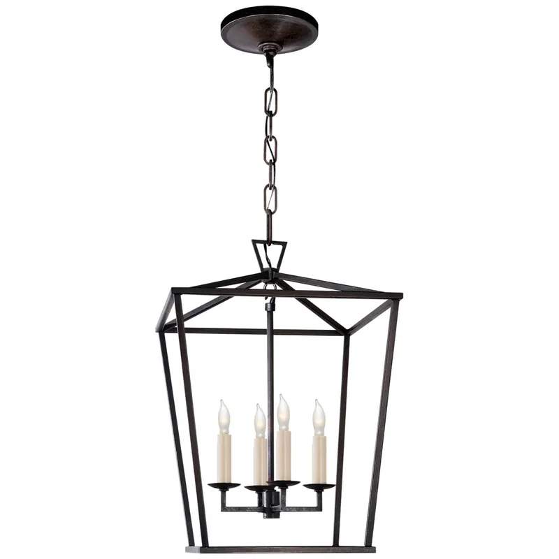 Chapman & Myers Darlana Small Lantern in Aged Iron Ceiling Light W12.5" x H18"