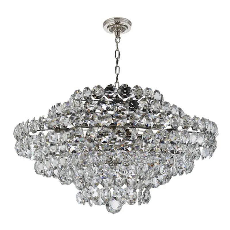 AERIN Sanger Large Chandelier in Polished Nickel with Crystal Ceiling Light W36.75"