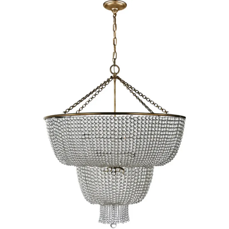 AERIN Jacqueline Two-Tier Chandelier in Hand-Rubbed Antique Brass with Clear Glass Ceiling Light W32.25"