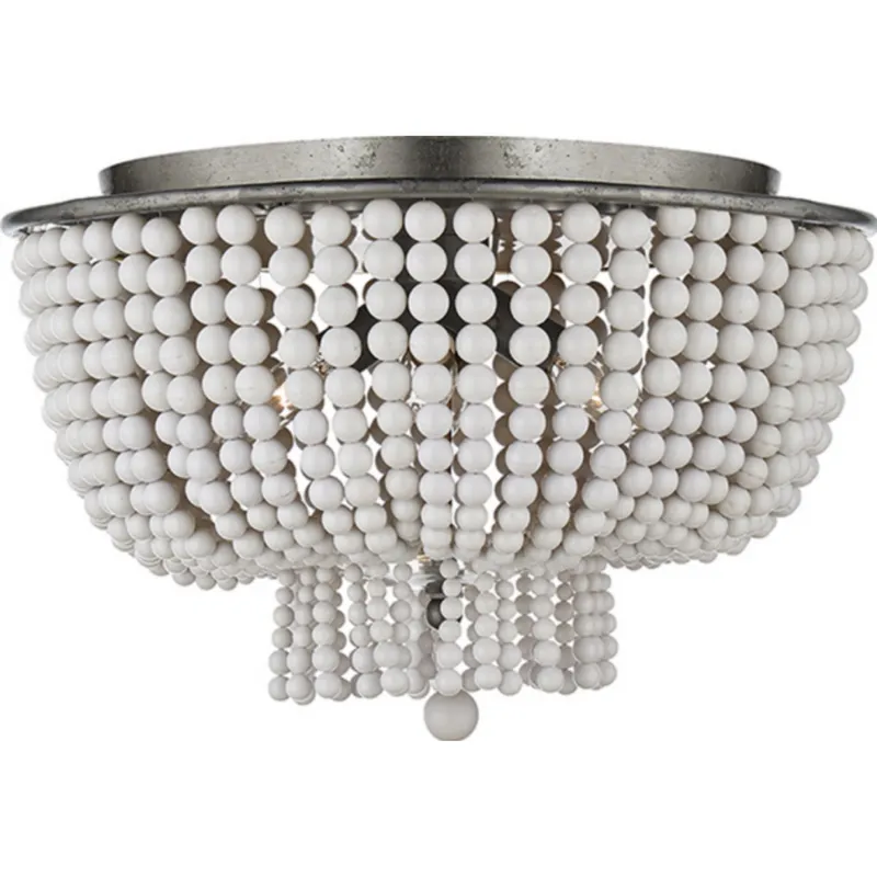 AERIN Jacqueline Flush Mount in Burnished Silver Leaf with White Acrylic Ceiling Light W18" x H12.25"