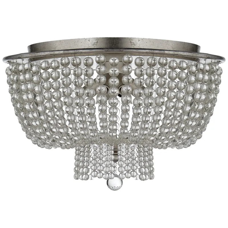 AERIN Jacqueline Flush Mount in Burnished Silver Leaf with Clear Glass Ceiling Light W18" x H12.25"