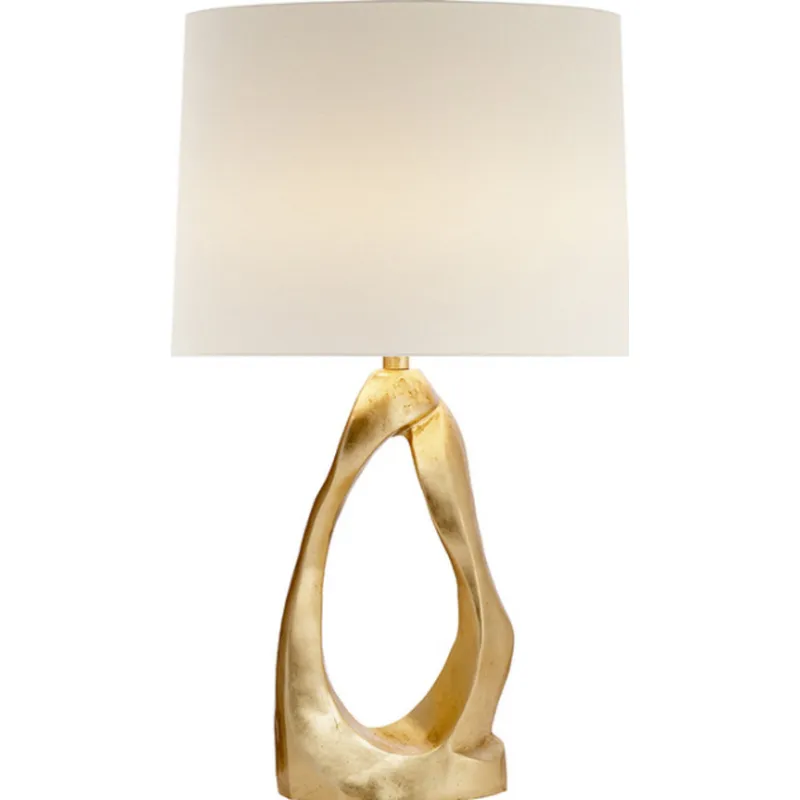 AERIN Cannes Table Lamp in Gild with Linen Shade W17" x H31"