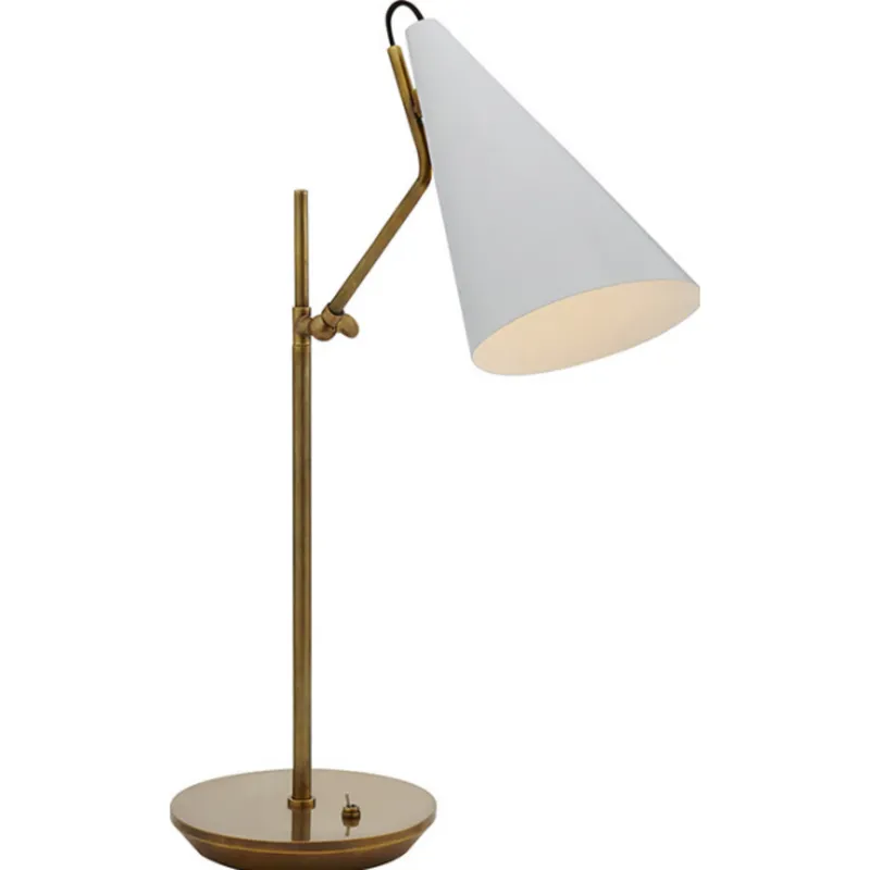 AERIN Clemente Table Lamp in Hand-Rubbed Antique Brass with White W7" x H20.75"