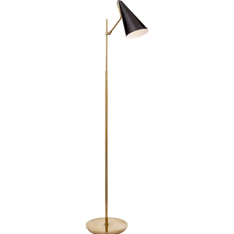 AERIN Clemente Floor Lamp in Hand-Rubbed Antique Brass with Black W10.5" x H47.25" - 59.25"