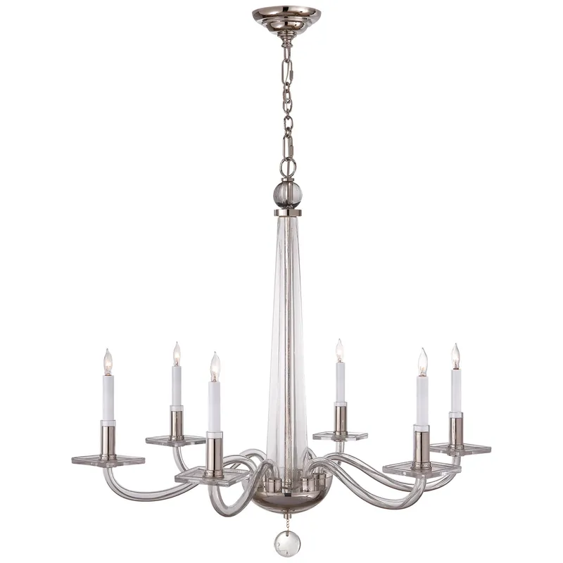 Chapman & Myers Bernardo Medium Chandelier Polished Nickel and Clear Glass Ceiling Light W32" x H30.25"