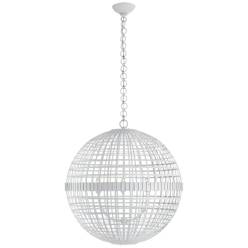 AERIN Mill Large Globe Lantern in Plaster White Ceiling Light W30" x H32.25"