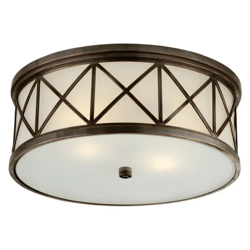 Suzanne Kasler Montpelier Large Flush Mount in Bronze with Frosted Glass Ceiling Light W16" x H6"